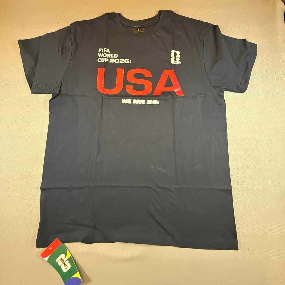 FIFA World Cup 2026 USA We Are 26 Navy Blue T-Shirt Mens Large New Tag